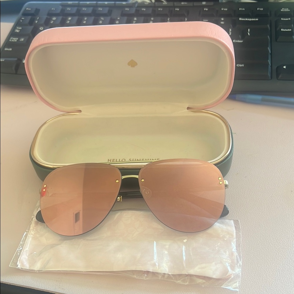 Kate Spade Pink 62mm Aviator Sunglasses with Metal Frame